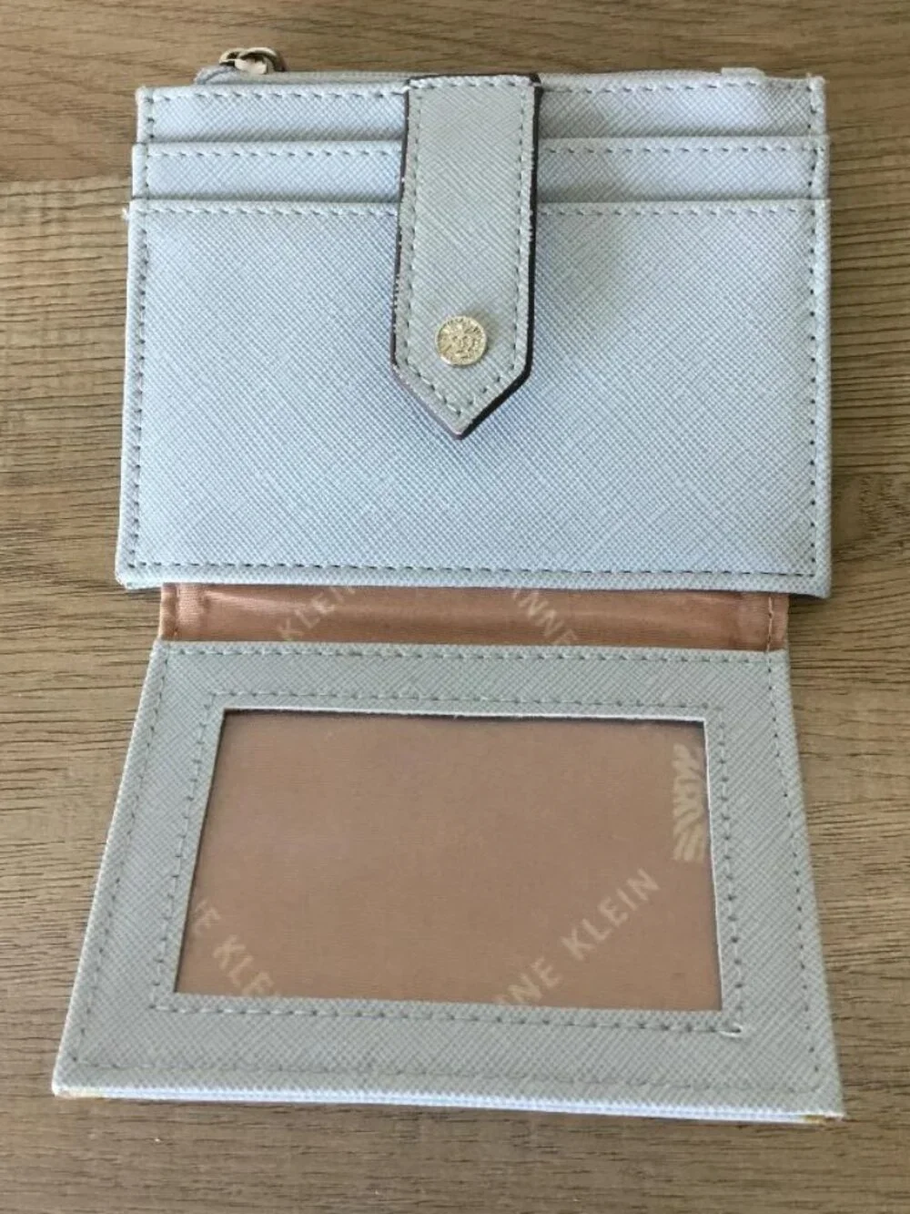 Anne Klein Blue Zip Wallet Card Holder with ID Window, Credit Card Slots